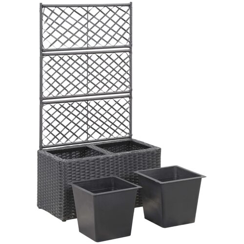  Sadilica s re&amp;scaron;etkom i 2 posude 58x30x107 cm od poliratana crna Slike