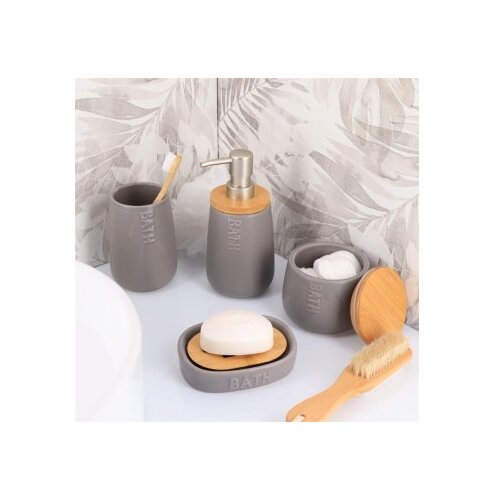 Tendance kutija za vatu dolomit bath 7,5X10 cm bambus, siva Slike