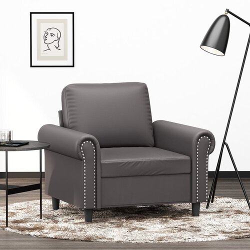  The Living Store Fotelj siv 60 cm umetno usnje - Enosed, (21450849) Cene