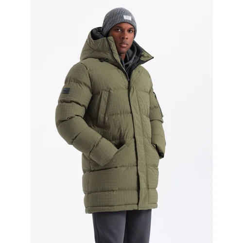 Ombre Outdoor long men's parka jacket - olive