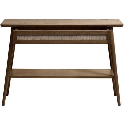 Unique Furniture Rjava stranska mizica z mizno plo&amp;scaron;čo v hrastovem dekorju 40x110 cm Barrali &amp;ndash; Slike