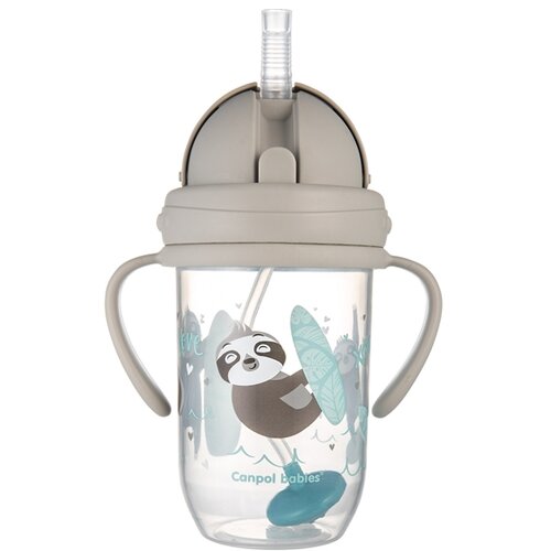 Canpol BABIES NON-SPILL SPORTSKA SOLJA SA SLAMCICOM (TEG) 270ml 56/606 EXOTIC ANIMALS - GREY Cene