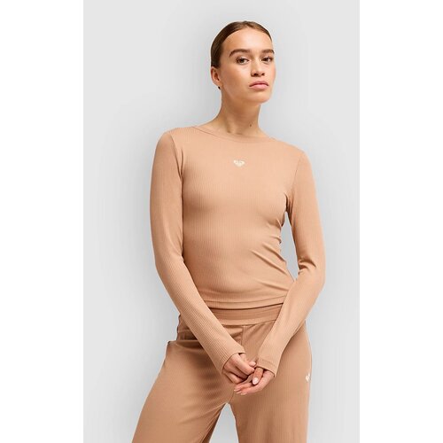 Roxy Rise & Vibe Rib Crossed Backls Long Sleeve T cafe au lait Cene