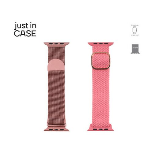 Just in case 2u1 narukvica 42-45mm pink milanese + pink tekstil ( MT4245PKPK ) Cene