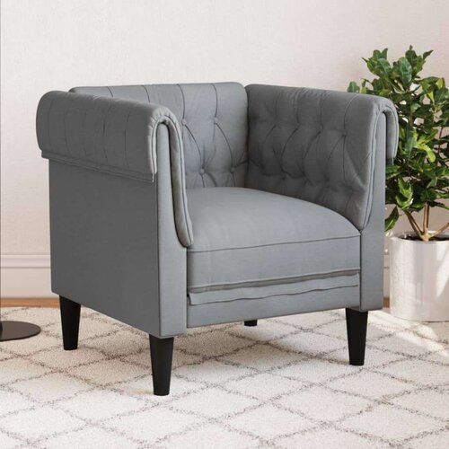  Fotelja Chesterfield svijetlosiva od tkanine Cijene