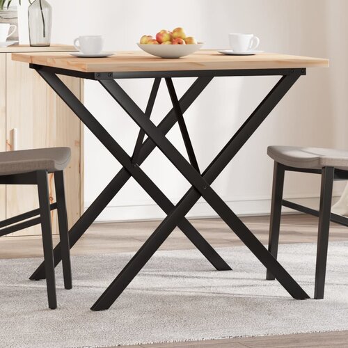 vidaXL Jedilna miza X okvir 90x90x75,5 cm trdna borovina lito železo Cene