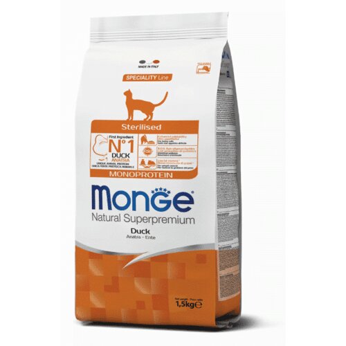 Monge Natural superpremium cat sterilised monoprotein duck - 1.5 kg Cene