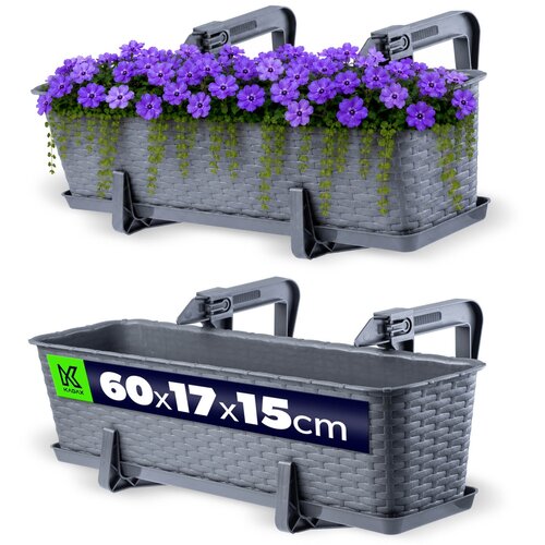KADAX balkonski lonček za rože s stojalom za rože 60 cm + ročaji, (5000346130) Slike