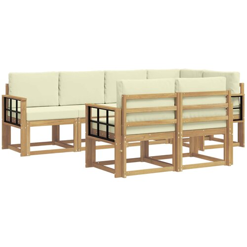vidaXL Zunanja garnitura za sedenje 7 pcs Bela in krem Poliester, (5000280978) Cene