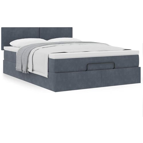 VidaXL Otomanski krevet s madracem tamnosivi 140x190 cm bar&amp;scaron;unasti Slike