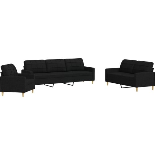 VidaXL 3-dijelni set sofa crni od tkanine Slike