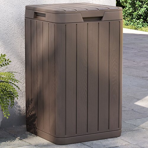 vidaXL Zunanji koš za smeti rjav 38x38x65 cm PP Cene