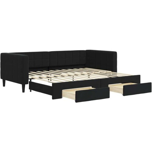 VidaXL Dnevni krevet na razvlačenje s ladicama crni 90 x 200 cm bar&amp;scaron;un Slike