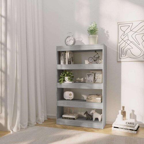 VidaXL knjižna omara/pregrada siva sonoma 80x30x135 cm Slike