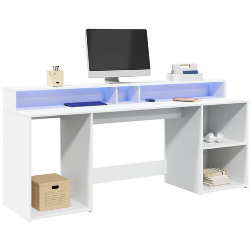  Radni stol LED bijeli 200 x 55 x 91 cm od konstruiranog drva Cijene