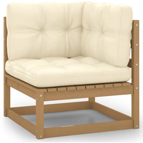 VidaXL Kutna vrtna sofa s krem jastucima od masivne borovine Slike