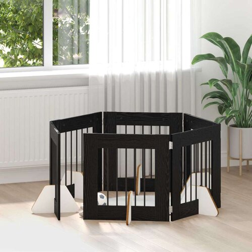  Vrata za pse s postoljem 6 pcs Crni hrast 60 x 60 cm Cene