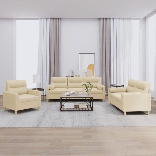  3-dijelni set sofa s jastucima krem od mikrovlakana Cijene