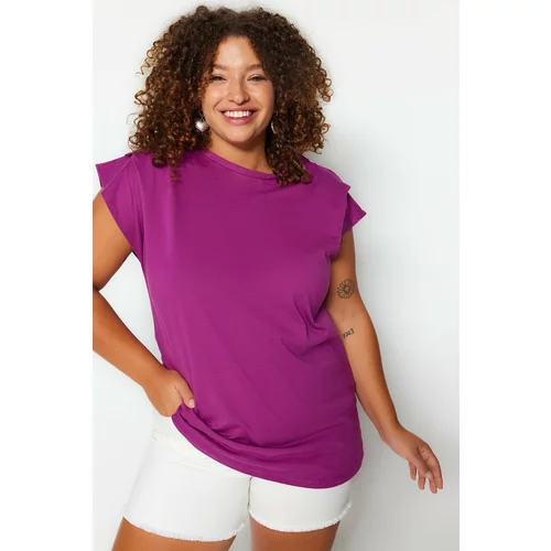 Trendyol Curve Plus Size T-Shirt - Purple - Relaxed fit