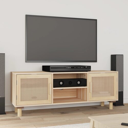 The Living Store TV omarica Rjavo 105x30x40 cm trdna borovina in naravni ratan - TV Omarica, (21427965) Cene