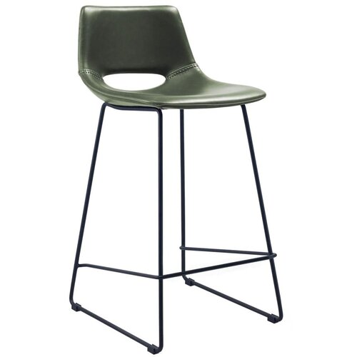 Kave Home Kaki zelena barska stolica od umjetne kože (visine sjedala 65 cm) Zahara – Cijene