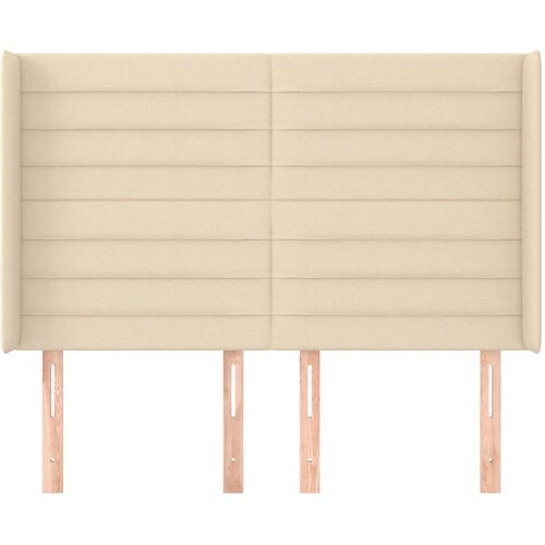  Uzglavlje s u&amp;scaron;ima krem 147x16x118/128 cm od tkanine Slike