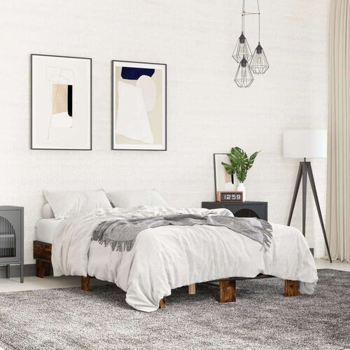  Okvir za krevet boja hrasta 135x190cm konstruirano drvo i metal Slike