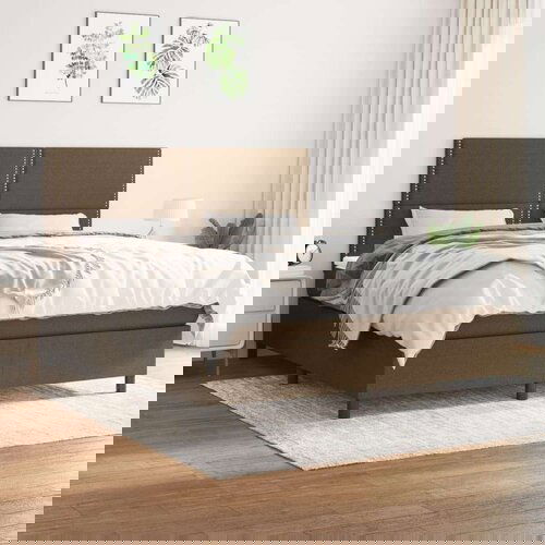  Box spring postelja z vzmetnico temno rjava 180x200 cm blago, (20900280) Cene