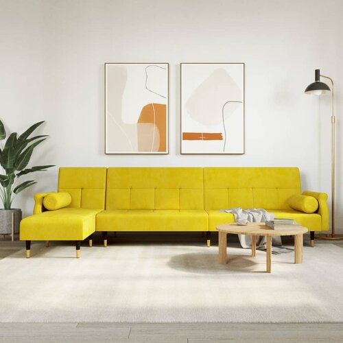 vidaXL Kutna garnitura na razvlačenje žuta 271x140x70 cm baršunasta Cijene