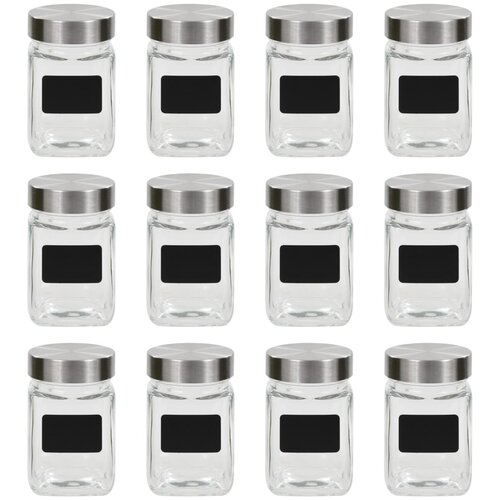 VidaXL Staklenke za pohranu s naljepnicom 12 kom 300 ml Slike