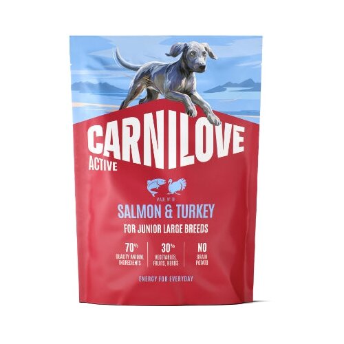 Carnilove Dog Active Junior Large, briketi - losos in puran 1,5 kg Cene