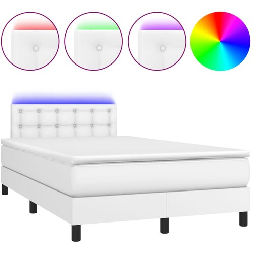 Maison Chic Box spring postelja - Vzmetna postelja z vzmetnico LED bela 120x190 cm um. usnje SL22653, (21907093) Cene