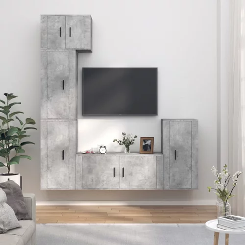  5-dijelni set TV ormarića siva betona konstruirano drvo