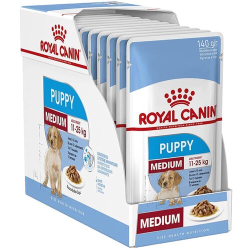 Royal Canin Medium Puppy - vlažna hrana za &amp;scaron;tence srednjih rasa u sosu (10&amp;times;140g) Slike
