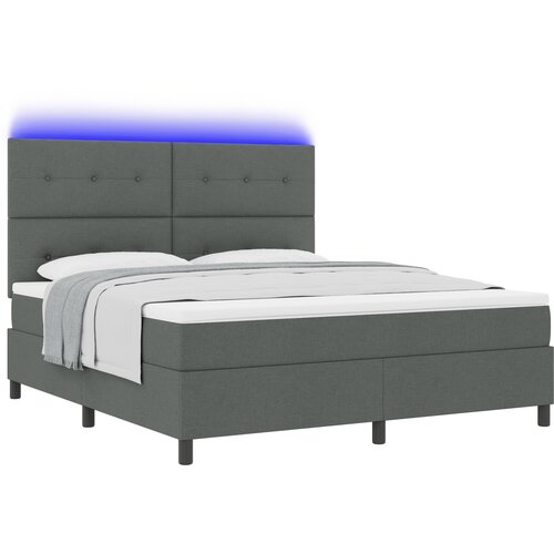 vidaXL Postelja s pomladjo z vzmetnico in LED temno siva 180x200 cm tkanina, (22067062) Cene