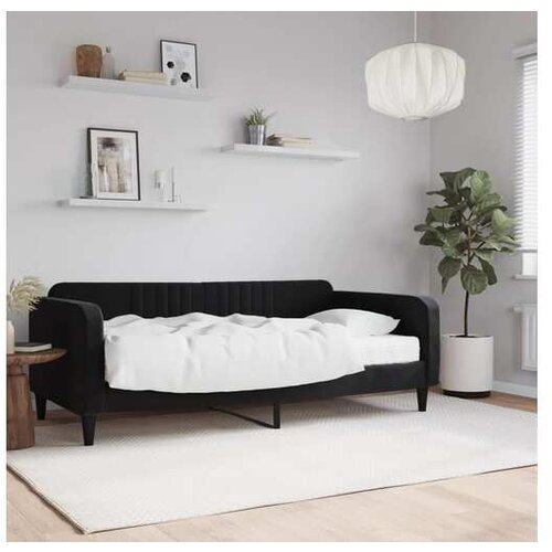 VidaXL Dnevna postelja z vzmetnico črna 90x190 cm žamet Slike