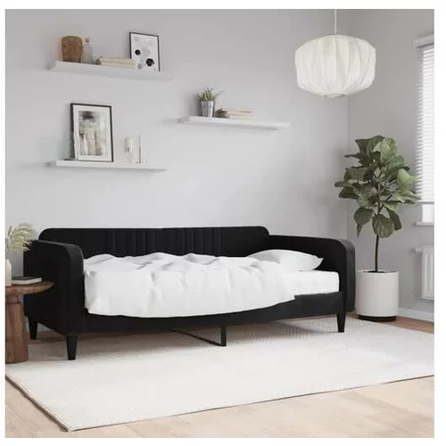 vidaXL Dnevna postelja z vzmetnico črna 90x190 cm žamet
