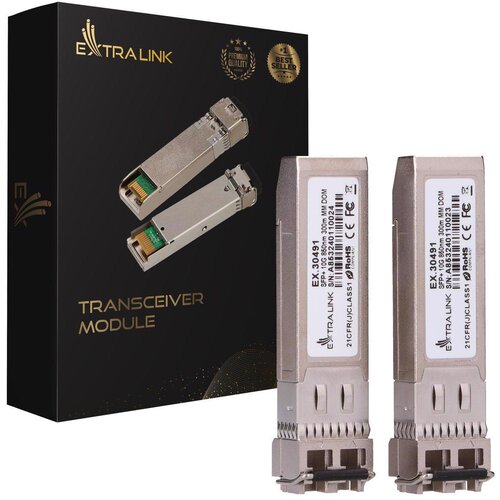 Extralink SFP+ 10G 2-pack ,SFP+ Module, 10Gbps, 850nm, 300m ,MM, multi mode, cena po komadu Slike