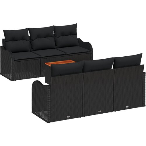 vidaXL set vrtne sofe od 7 komada s jastucima, crni poli ratan, dvosedna vrtna sofa s jastucima, crni poli ratan Cijene