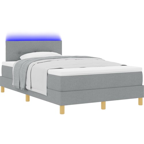 vidaXL Box Spring postelja z vzmetnico in LED svetlobo Svetlo siva 120x190 cm Tkanina Cene