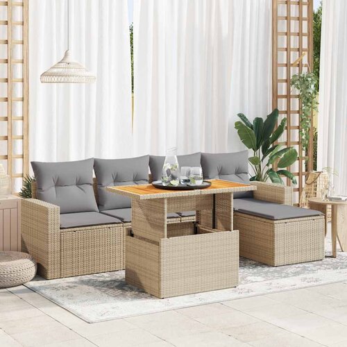 vidaXL 6-dijelni set vrtnih sofa s jastucima bež od poliratana Cijene