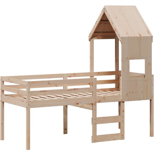 vidaXL Visoka postelja s streho 75x190 cm trdna borovina, (21243279) Cene