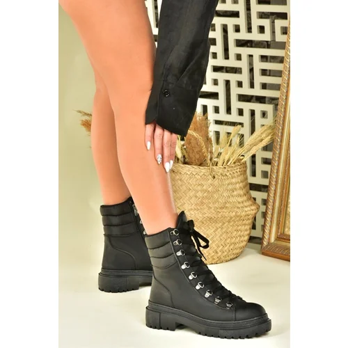 Fox Shoes Black Lace-Up Women's Casual Ankle Boots