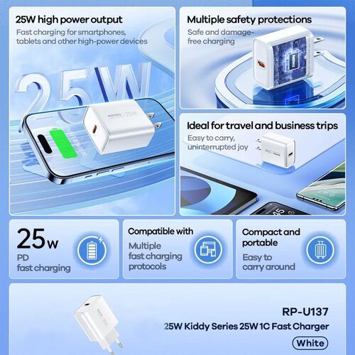 Remax Kućni punjač Kiddy RP-U137 25W Fast Charger UE beli Cene