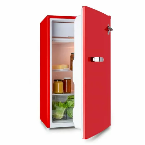 Klarstein Beercracker 91L, hladilnik, energijski razred A+, zamrzovalnik, odpirač za steklenice, rdeča