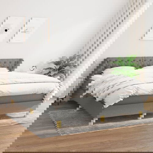 VidaXL Krevet s oprugama i madracem tamnosivi 140x190 cm od tkanine Slike