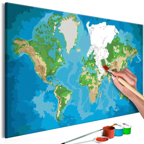 Slika za samostalno slikanje - World Map (Blue &amp Green) 60x40 Cijene