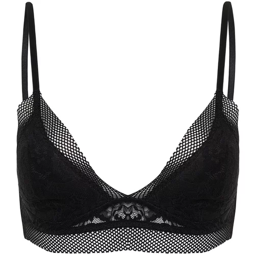 Trendyol Black Lace Mesh Detail Wireless Covered Bustier Knitted Bra