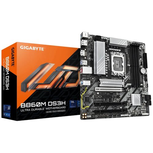 Gigabyte B860M DS3H Motherboard - Intel Core Ultra Series CPUs, 5+1+2+1 Phases VRM, up to 9066MHz DDR5, 1xPCIe 5.0 + 1xPCIe 4.0 M.2, 2.5GbE LAN, USB 3.2 Gen 2 Slike