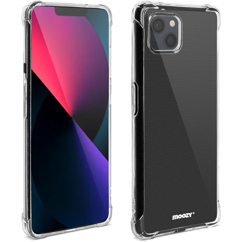 MOOZY Shock Proof Silikonski ovitek za iPhone 13 - prozoren ovitek s 3D vogali za blaženje udarcev Kristalno prozoren zaščitni ovitek za telefon iz mehkega TPU silikonskega ovitka, (21044117)